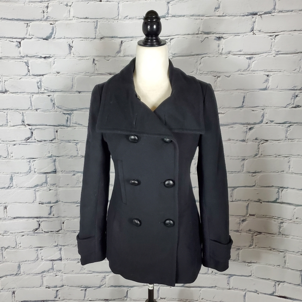 T. Babaton Black Wool & Cashmere Blend Pea Coat